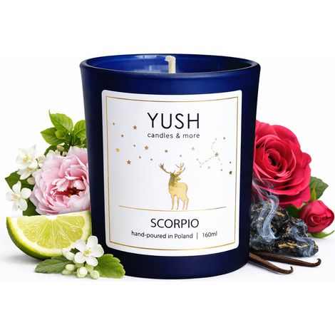 Scorpio - candela di soia profumata con patchouli, peonia, gelsomino e rosa (1/5)