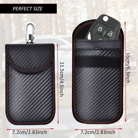 Etui Anti RFID Clé Voiture Signal Blocage Faraday Pochette Sac, Lot de 2 Pochettes Blocage Signal RFID pour Clé Voiture, Étui de Protection Anti RFID en Fibre de Carbone (1/4)