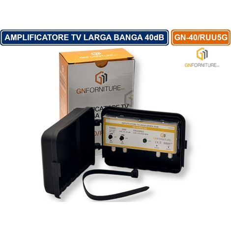AMPLIFICATORE TV LARGA BANDA 40dB CON FILTRO 5G/LTE INTEGRATO PER DVB-T2 2 INGRESSI 2 USCITE (1/4)