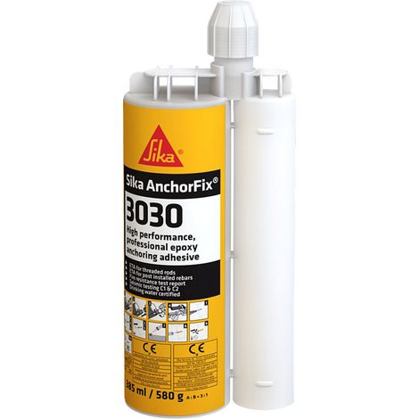 Sika AnchorFix®-3030 - Anclaje químico epoxi de altas prestaciones - 385 ml - Cartucho doble - Gris claro