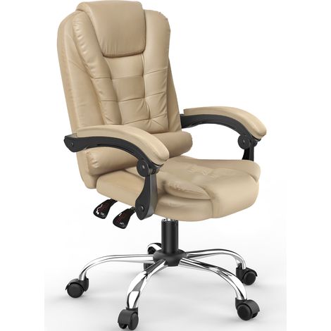 Ergonomic Executive office chair, Reclining backrest 90°-130°, wide and padded seat, ergonomic chair, 10 cm adjustable height, khaki (1/5)