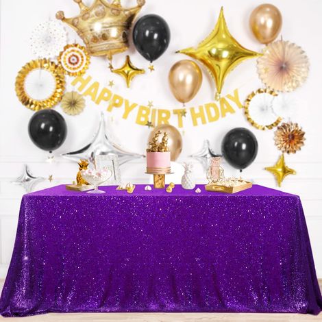 Nappe à sequins pour halloween, décoration de table de fête ou de mariage, violette à sequins (1/4)