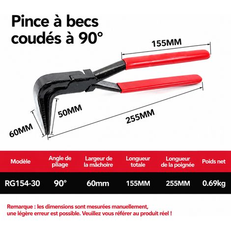 Pince à border coudée 90° mors 60 mm en acier à haute teneur en carbone 90 60mm 264 27 × 6 × 4 cm 700 g – Livraison gratuite