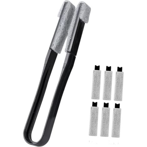 ZHIJIA PREMIUM Brosse de nettoyage portable fenetres et meubles avec manche noir + 6 tetes de rechange (1/4)