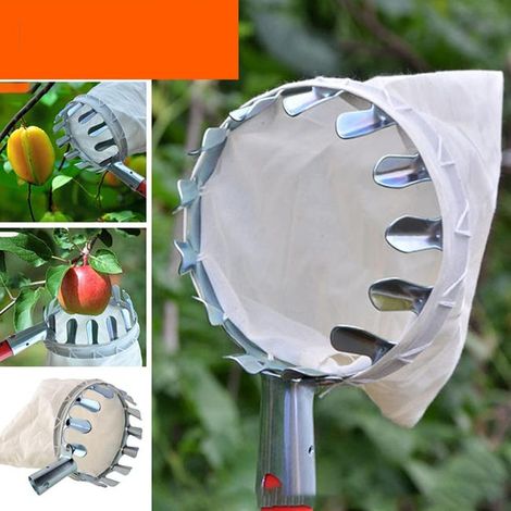Juego de 2 herramientas para recolectar fruta, herramienta metálica para recoger cerezas, cabezal de cesta para recolectar fruta, cosechador de fruta, 16 cm (1/4)
