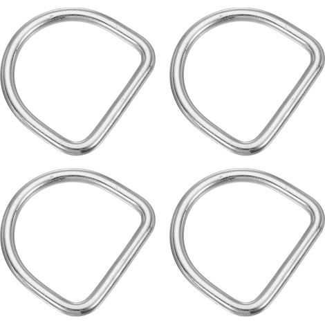 1.2" Anneaux D métal, 4 pièces Anneaux D acier inoxydable 304 soudés Anneaux Dee solides Accessoires pour ceintures Couture Colliers pour chiens Sangles toile, 3x25mm (1/5)