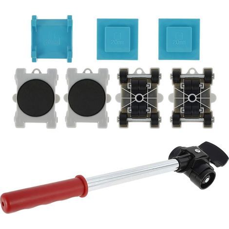 8Pcs Kit de Deplace Meuble Lourd Sans Effort,Roulettes pour Meubles avec 1 Tige de Levage et 4 Roulettes de Déplacement,Outil de Déplacement Meubles Charge maximale 200 kg (1/5)