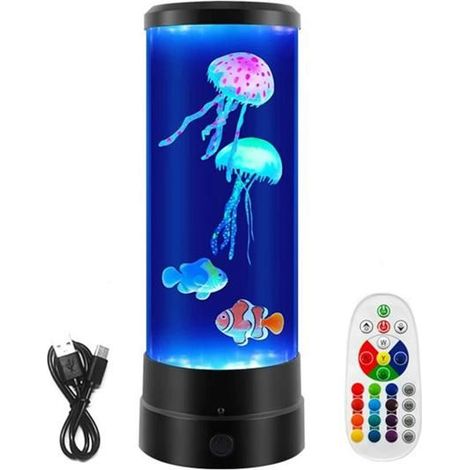 à Bulles, Lampe à MéDuses, LumièRe LED D'Aquarium à 16Couleurs Changeantes avec TéLéCommande, Veilleuse à MéDuses AlimentéE par USB (1/4)