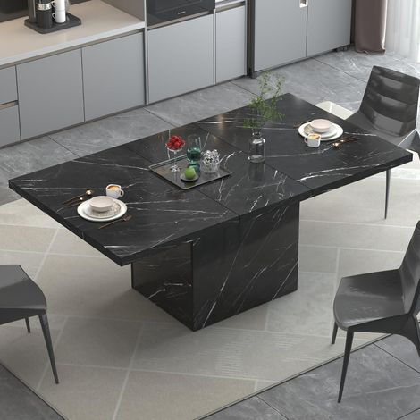 Moderner Esstisch Marmoroptik Schwarz 160 cm rechteckig für 4-6 Personen (1/5)
