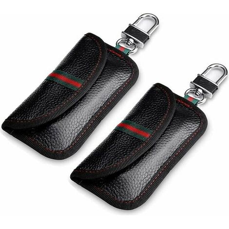 Bolsas de bloqueo de señal para llaves de coche (2 unidades), bloquean señales RFID para seguridad del vehículo y control remoto antirrobo (12,7 x 8 cm, negras) (1/4)