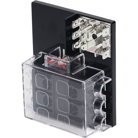 Boîte à fusibles à lames 6 voies ATC ATO étanche avec bus négatif 12-36 V CC pour voiture, camping-car, remorque, camion, fourgonnette