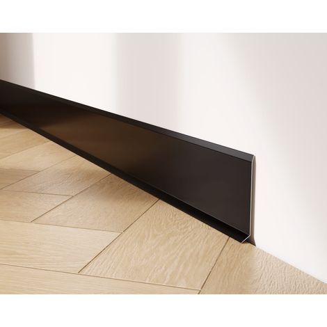 Dekorative Sockelleiste F aus rostfreiem Stahl für Wand und Wand 8cm x 270cm - schwarz matt