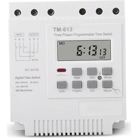 Minuterie programmable TM613 380 V triphasée intelligente avec boîtier étanche et fil (1/5)