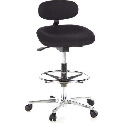 Hocker / Drehhocker / Arbeitsstuhl WORK MF Stoff schwarz Chrom hjh OFFICE
