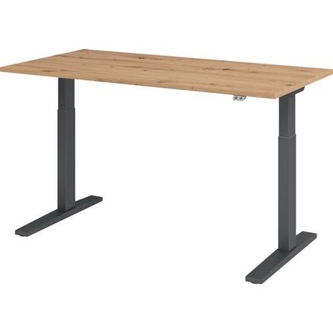 Schreibtisch Teda-P H700-1200xB1600xT800mm Asteichedekor Gestell graphit (1/2)