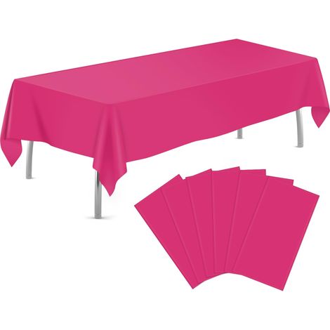 Lot de 6 nappes rectangulaires jetables en Plastique pour fêtes Rose Vif 137,2 x 274,3 cm (1/5)