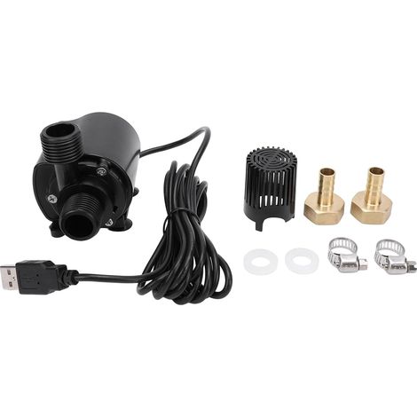 Micro Pompe Submersible, QR90A DC 5V 4W 500L/H Pompe de Fontaine sans Balais, 180cm Hauteur de Refoulement, Ip68 USB Fontaine de Table pour Bassin de Culture Hors-Sol, Aquarium (1/5)
