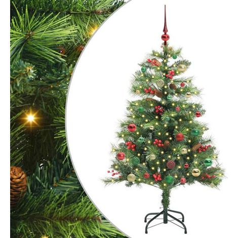 Sapin de Noël artificiel vert, 150 cm, en PVC et métal. (1/5)