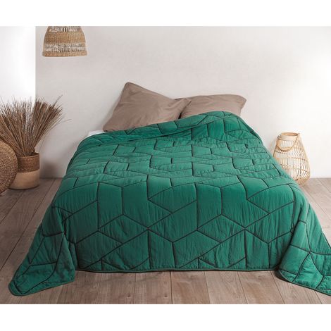 Jeté de lit "Calisson" - 150x200cm - Vert emeraude (1/2)