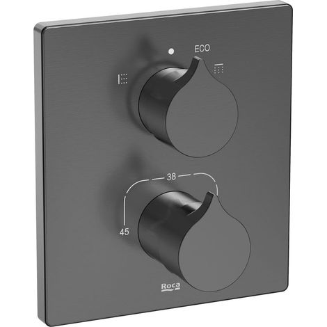 MEZCLADOR TERMOSTÁTICO EMPOTRABLE BAÑO-DUCHA INSIGNIA NEGRO TITANIO CEPILLADO (1/2)
