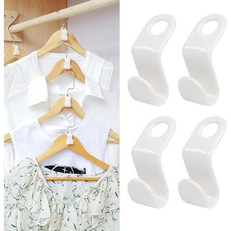Crochets pour vêtements - Lot de 10 - Cintres - Gain de place dans l'armoire - Rangement chambre - Crochets pour penderie - Blanc (1/5)
