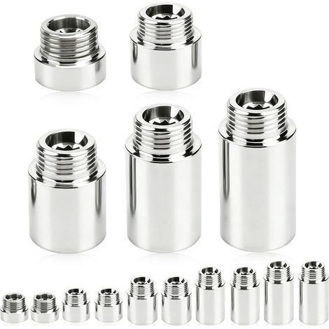 Lot de 15 rallonges de robinet, 1/2", en acier inoxydable, 10/20/30/40/50 mm (IG Ø 19,5 mm x AG Ø 20,3 mm) Tuyau de douche en acier inoxydable pour douche (1/5)