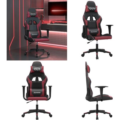 Gaming-Stuhl mit Massagefunktion Schwarz und Weinrot Kunstleder - Massagestuhl - Gamingstuhl mit Massage (1/5)