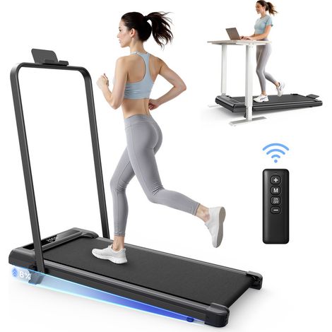Tapis de Course Pliable avec moniteur LED - Inclinaison 8% - 1-10km/h réglable - Moteur 3.0HP - Surface 38 x 92 cm - MAX 130KG - Avec télécommande - Dimensions 104x53x95 cm - Support téléphone (1/5)