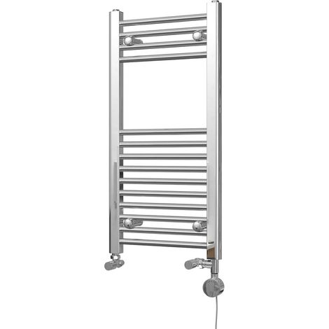 Zennor - Chrome Dual Fuel Towel Rail H800mm x W400mm Thermostatic - Straight (1/3)