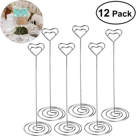 UEETEK Lot de 12 porte-numéros de table en forme de cœur, porte-noms, support photo, pince à notes (1/5)