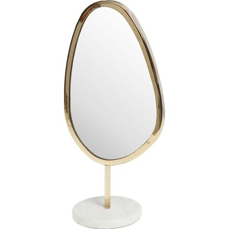 Amadeus - Miroir à poser Chloé base marbre blanc et métal doré H45 cm