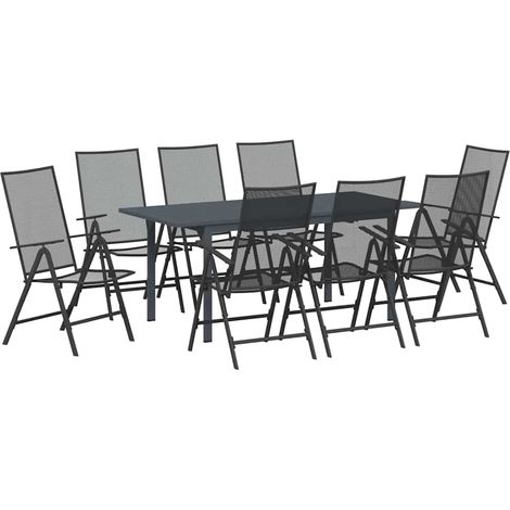 Maison Exclusive - Garten Essgruppe 9 pcs Anthrazit Pulverbeschic