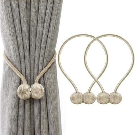 Embrasses à Rideaux Embrasse Rideau Aimantée Tressage Magnétiques Rideaux Boucle (Beige)