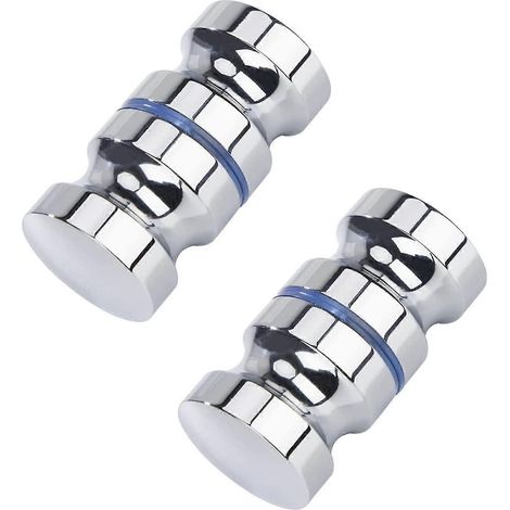 2 Stück Duschtürgriff, verchromter Duschtürgriff, Türgriff mit Schraube, hochglänzend, passend für Duschglastüren (silber)