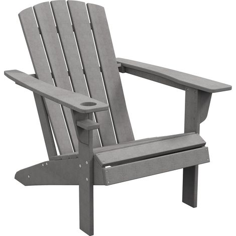 Chaise de jardin, design ergonomique, résistante aux intempéries, PEHD, grise, 75 x 87 x 90 cm (1/5)