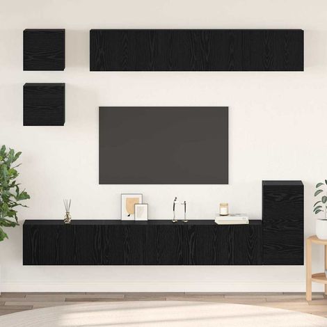 TV-Schrankset 8 pcs Schwarz Eichen-Optik Holzwerkstoff