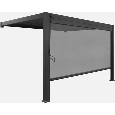 Pergola bioclimatica 3x4m in alluminio addossata + tenda 4m
