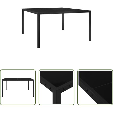 Table de jardin - Table de jardin 130x130x72 cm Noir Acier et verre (1/5)