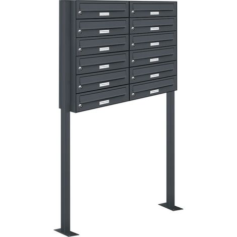 12er Standbriefkasten Anlage Freistehend RAL 7016 - Anthrazit (1/5)