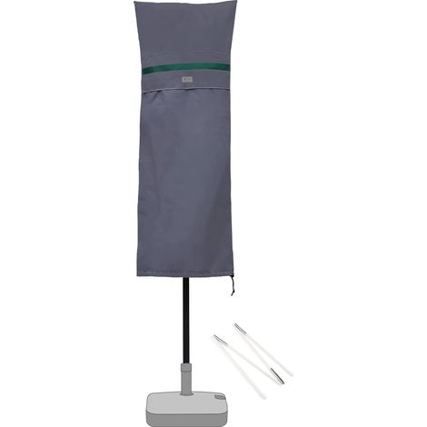Sekey Housse de Protection pour 270cm x 460cm Parasol de Jardin Double avec Deux Hauts, 100% Polyester, imperméable, Gris foncé (1/5)