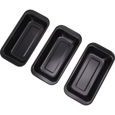 3-teiliges antihaftbeschichtetes Brotbackform-Set, Kohlenstoffstahl mit schwarzer Beschichtung, rechteckig (1/5)