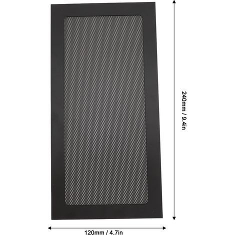 Filtre à Poussière pour Ventilateur PC - 2 Pièces, Cadre Magnétique en PVC Noir, Maille Fine 120 x 240 mm (1/4)