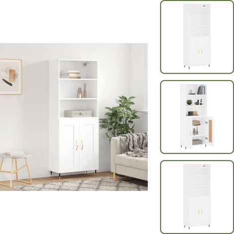 Credenza in legno multistrato - vidaXL Credenza Bianca 69,5x34x180 cm in Legno Multistrato - Credenza con ante