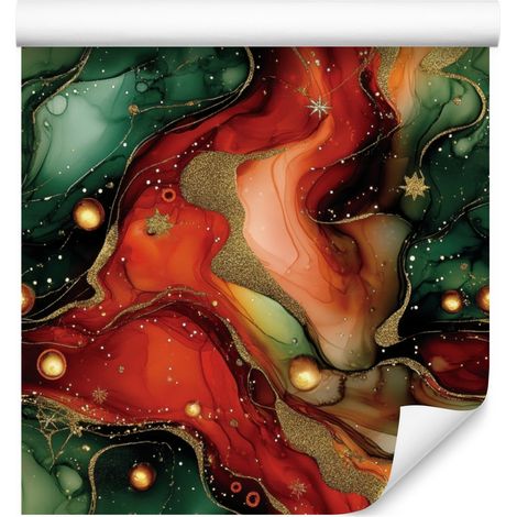 Papel pintado rojo tinta y verde botella para salón y dormitorio, 50x1000 mm (1/5)