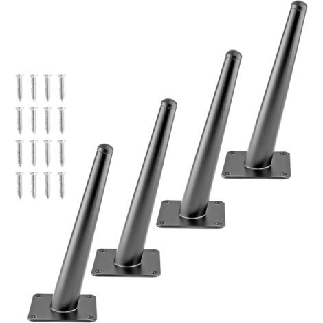 Lot de 4 pieds de meubles coniques en métal, style médiéval, pour canapés, armoires, tables, chaises, placards, 20 cm, noir mat (1/5)