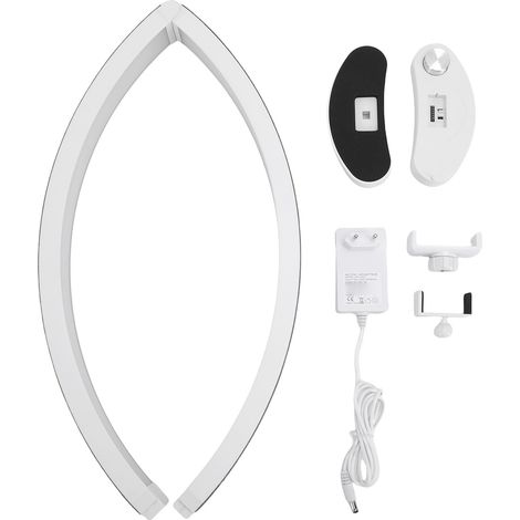 Lampe de bureau à ongles demi-lune avec support pour téléphone, 28 pouces, 40W, lumière LED en arc pour Salon de maquillage, 3 couleurs de température, prise ue blanche (1/5)