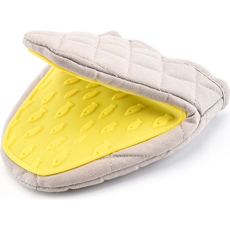 1 pince isolante en silicone beige, résistante aux hautes températures, anti-brûlure, pour la cuisine, gants de four à micro-ondes antidérapants (1/2)