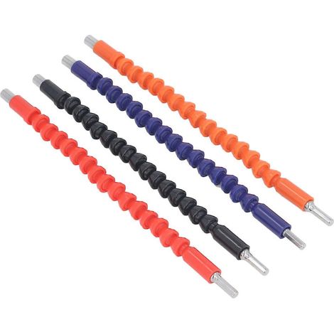 Lot de 4 rallonges flexibles pour perceuses électroniques, tige souple de 11,6 pouces (29,5 cm) et tige flexible de 1/4 pouce (6,35 mm). (1/5)