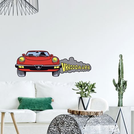 Sticker Autocollant Mustang Dérapage 24x68cm - Déco Chambre Enfant Porte Murale - Autocollant Voiture Sportive pour Enfants (1/3)