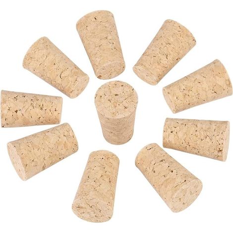 Lot de 30 bouchons liège - bois, coniques pour vinification (1/5)